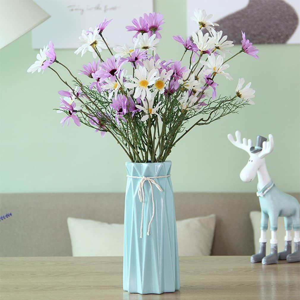 9.5-Inch Blue Ceramic Flower Vase