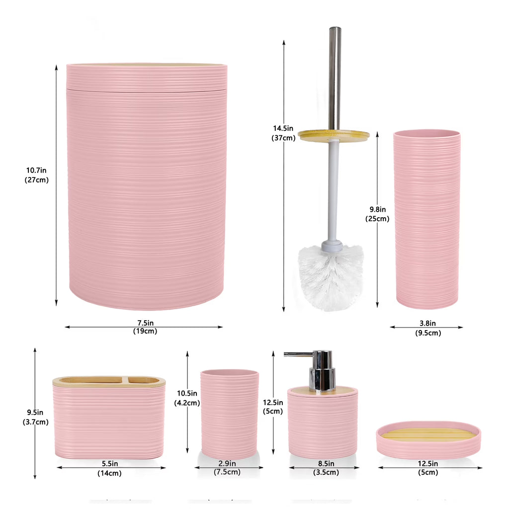 6-Piece Pink Bathroom Accessories Set