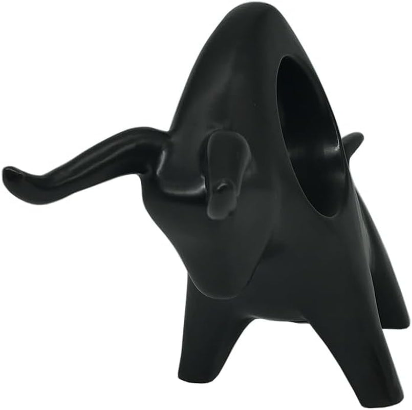 Black Ceramic Bull Statue