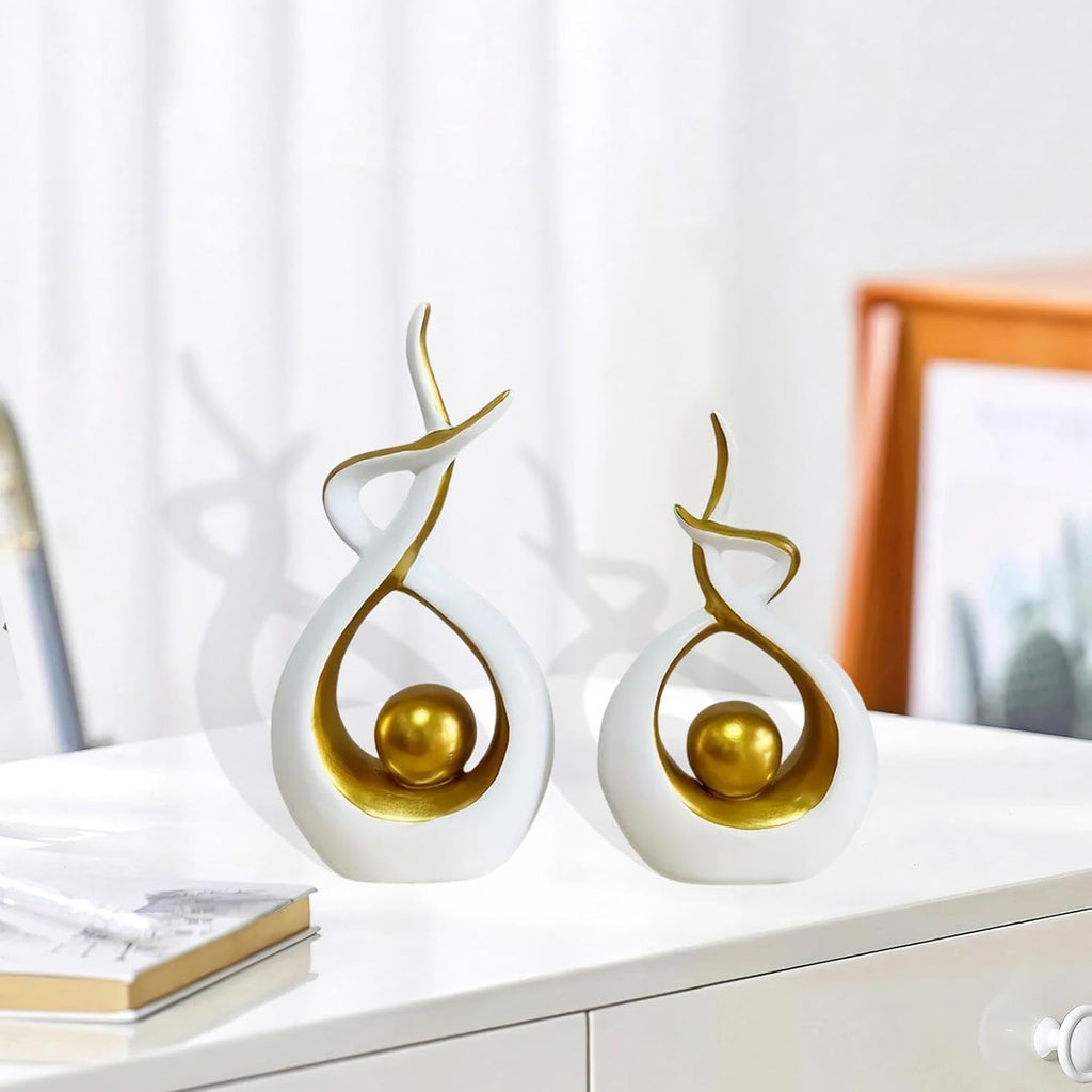 Abstract Gold Art Statues – Set of 2