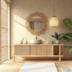 24-Inch Boho Scalloped Jute Wall Mirror