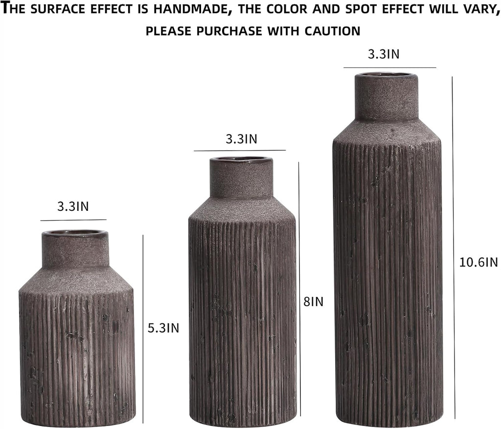 Farmhouse Ceramic Vase Set of 3