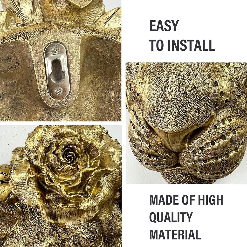 Gold Leopard Head Wall Sculpture