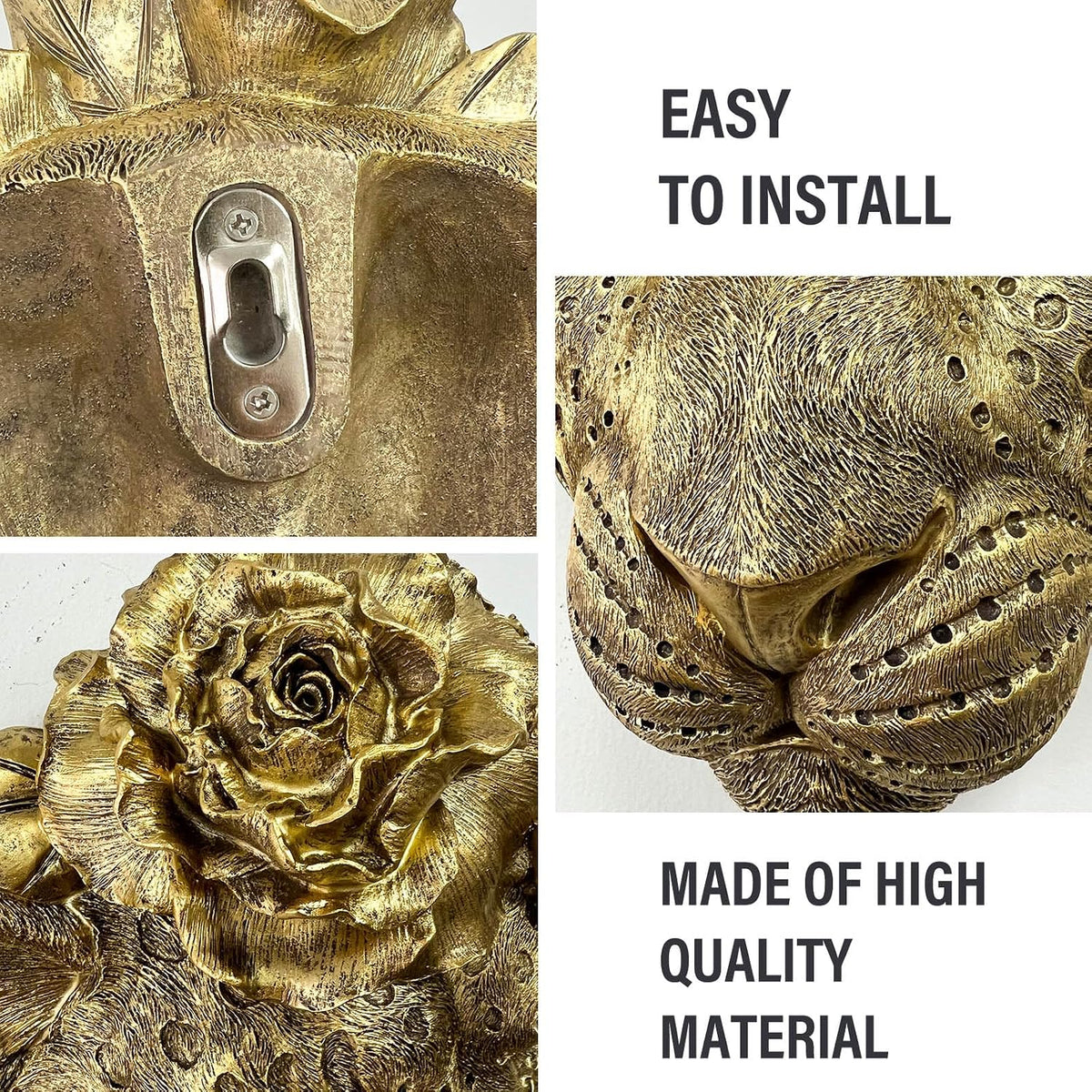 Gold Leopard Head Wall Sculpture